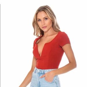 Free People Intimately Womens Deep Conversations V-Neck Bodysuit